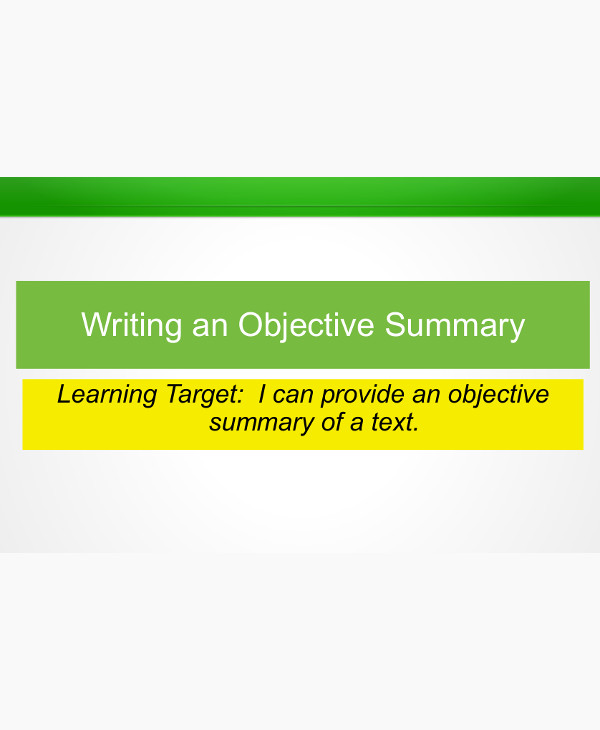 Writing an Objective Summary