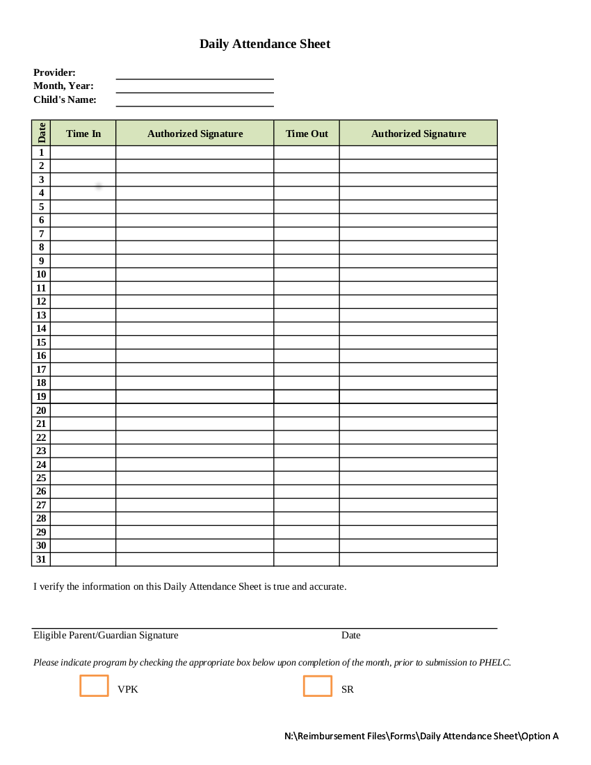 Attendance Sheet - 7+ Examples, Format, Pdf