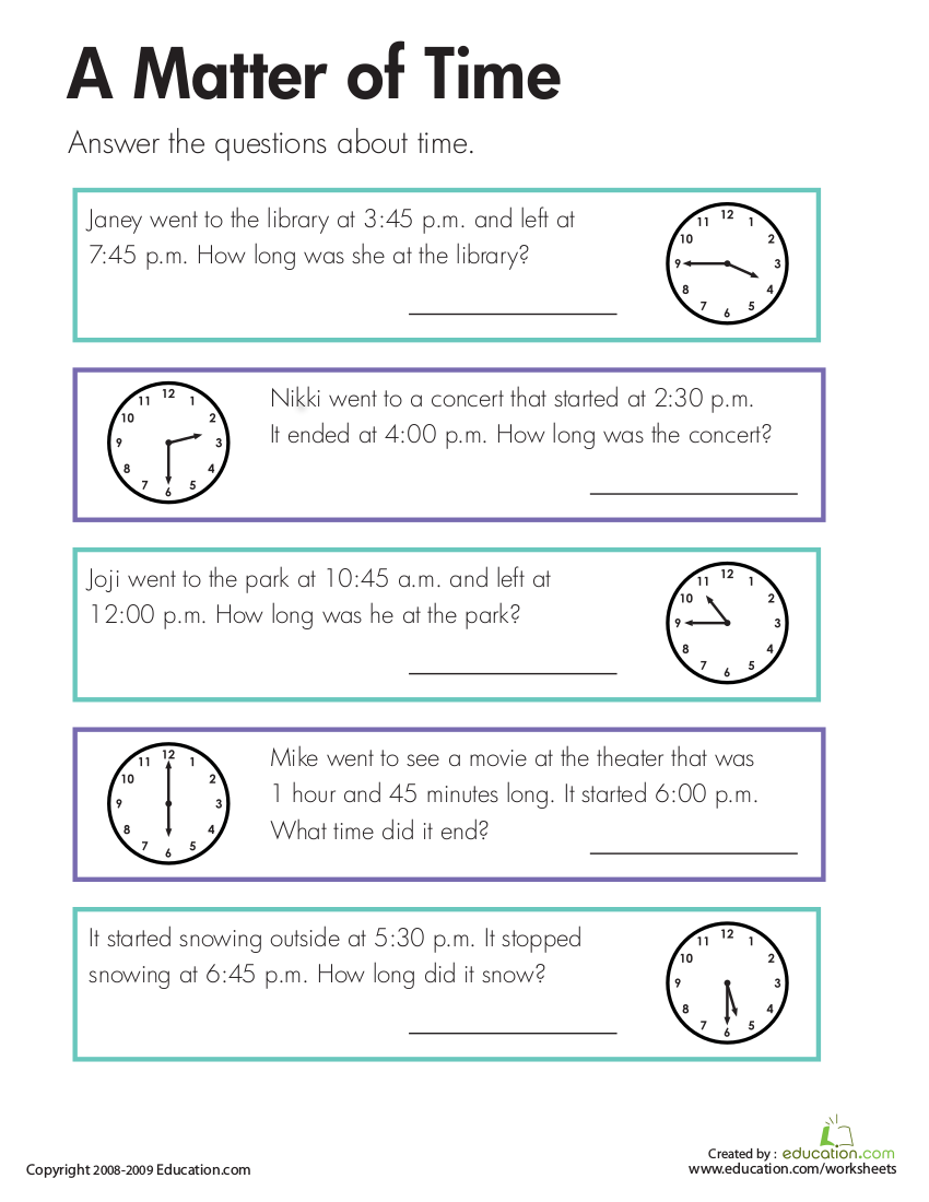 Time Worksheets Grade 4 With Answers 10 Time Worksheets Examples In 