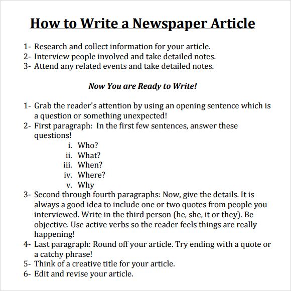 writing a newspaper article outline