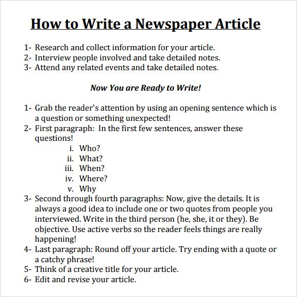 News Article Outline - Examples, Format, Pdf