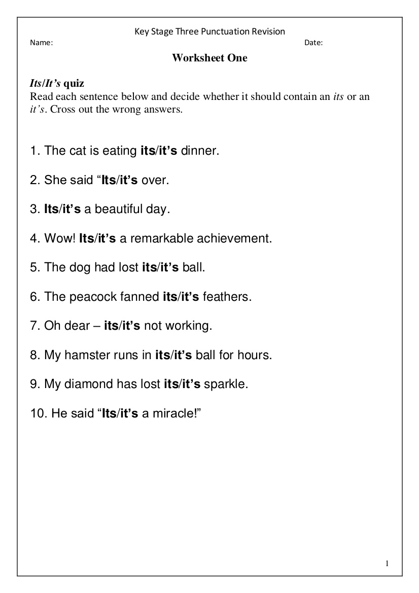 Punctuation Worksheet 10 Examples Format Pdf Examples