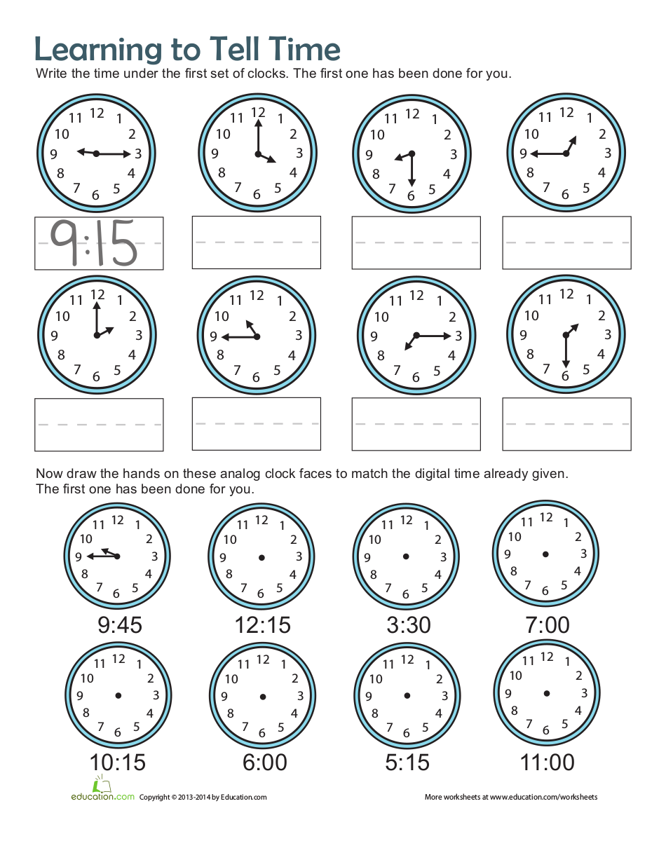 Time Worksheets Printable Free