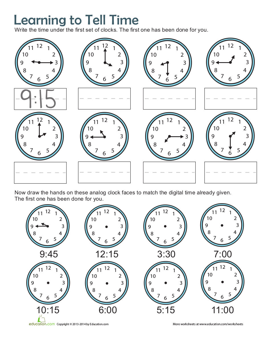 Free Learning To Tell Time Activity Sheet Gambaran