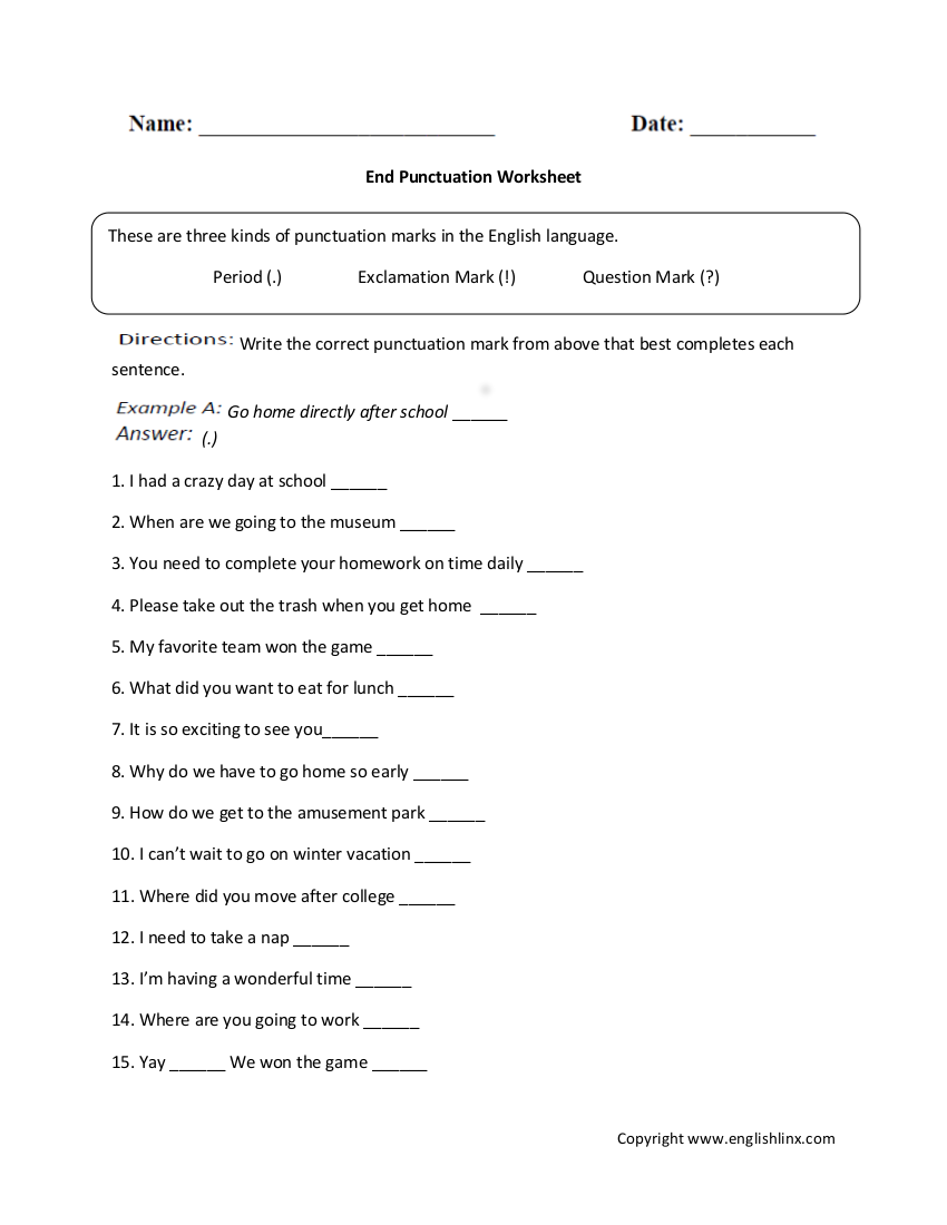 10 Punctuation Worksheet Examples In Pdf Examples Primary Grammar