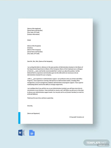 Administrative Assistant Cover Letter Template