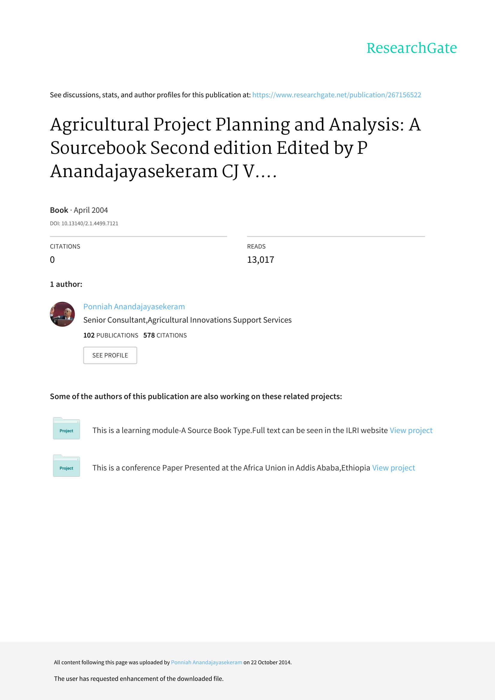 agriculturalprojectplanningandanalysis
