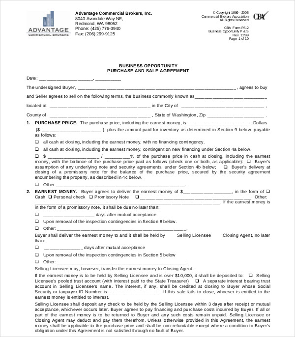 Business Opportunity Sale Agreement 