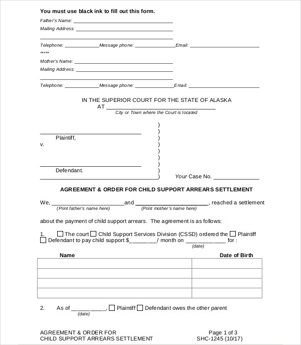 Child Support Agreement 7 Examples Format Pdf Examples