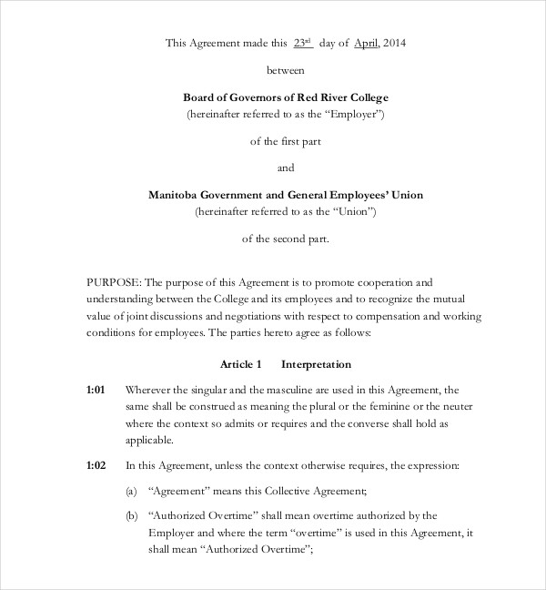 Collective Agreement 10+ Examples, Format, Pdf Examples