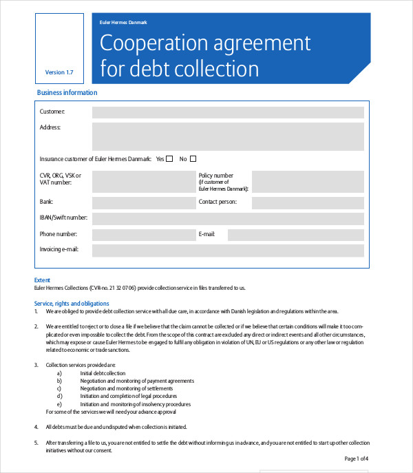 cooperation agreement debt collection