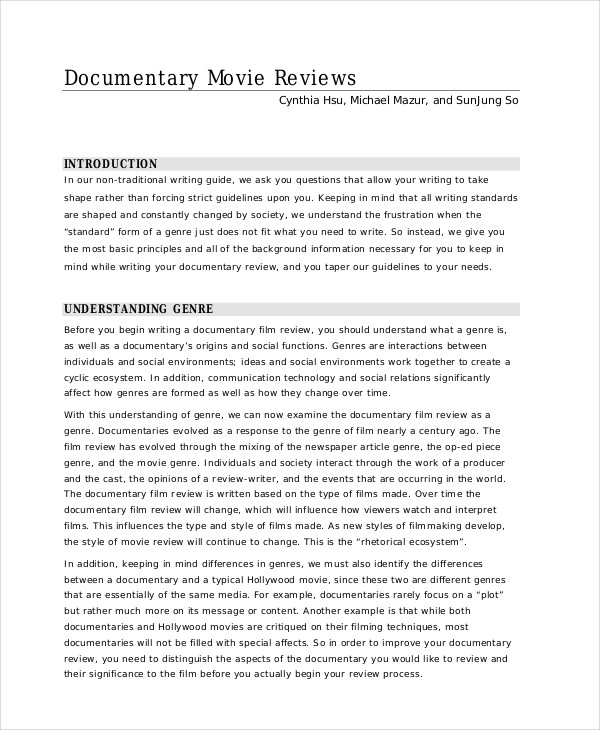 good movie review examples