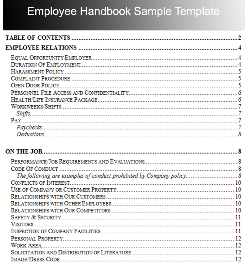 Employee Handbook Template Microsoft Word from images.examples.com