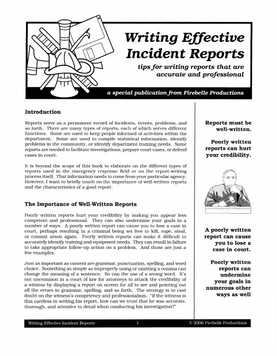 Example Incident Report Writing