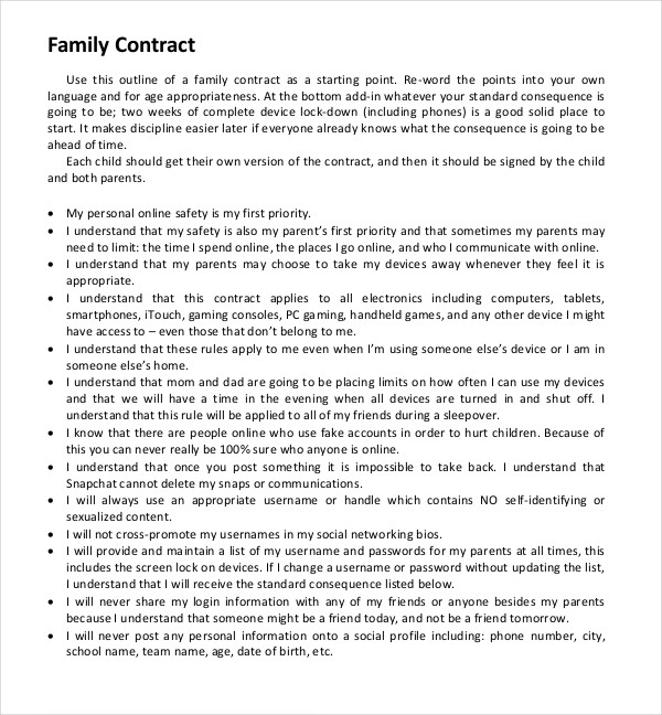 family contract example