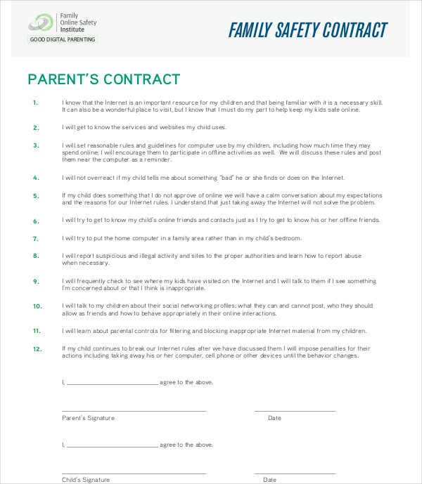 family safety contract
