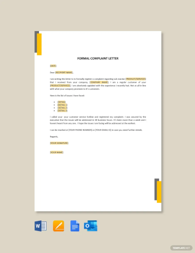 formal complaint letter template