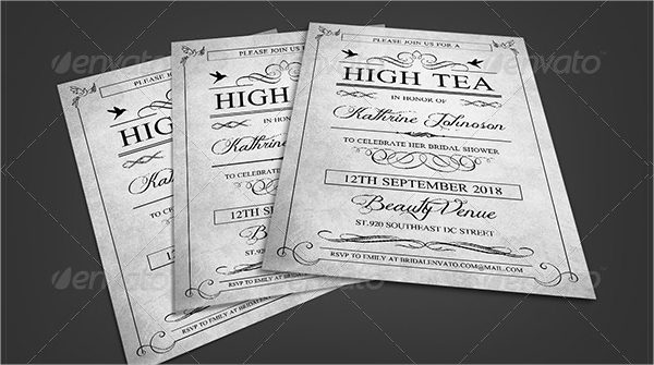 high tea bridal shower party invitation template