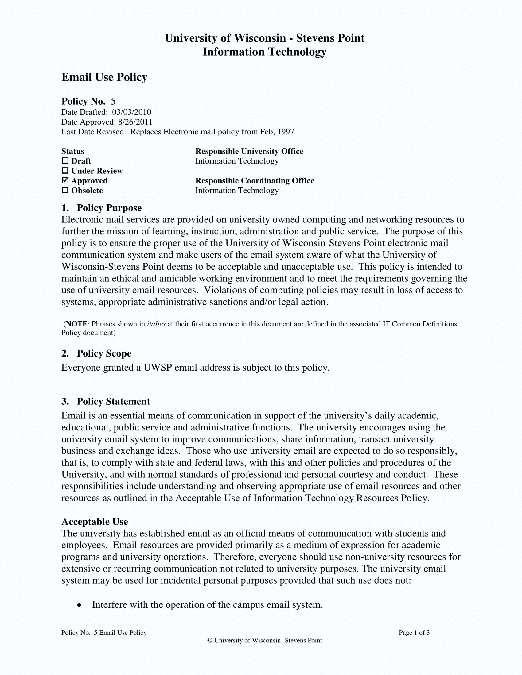 Email Policy 11  Examples Format Pdf