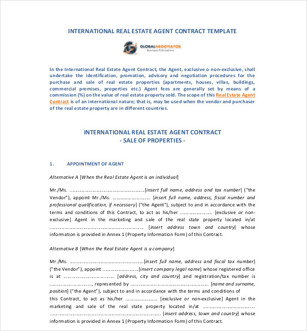 international real estate contract