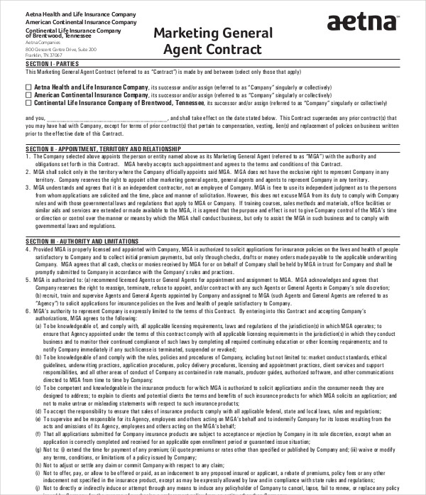 marketing general agent contract