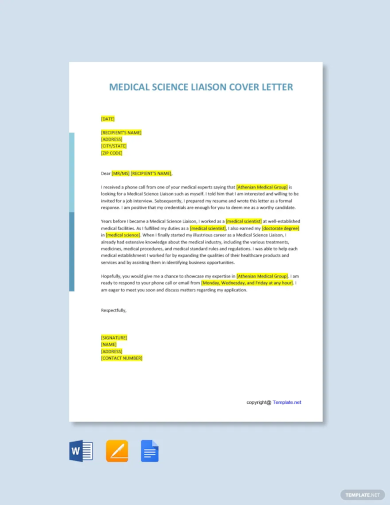 medical science liaison cover letter template