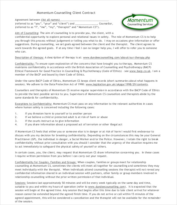 The Person Centred Counselling Contract Template You Need Right Now - ahztr8o