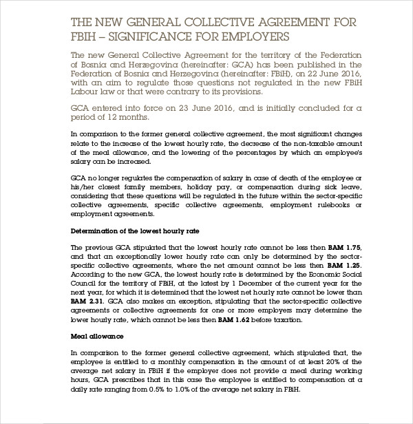 Collective Agreement 10+ Examples, Format, Pdf Examples