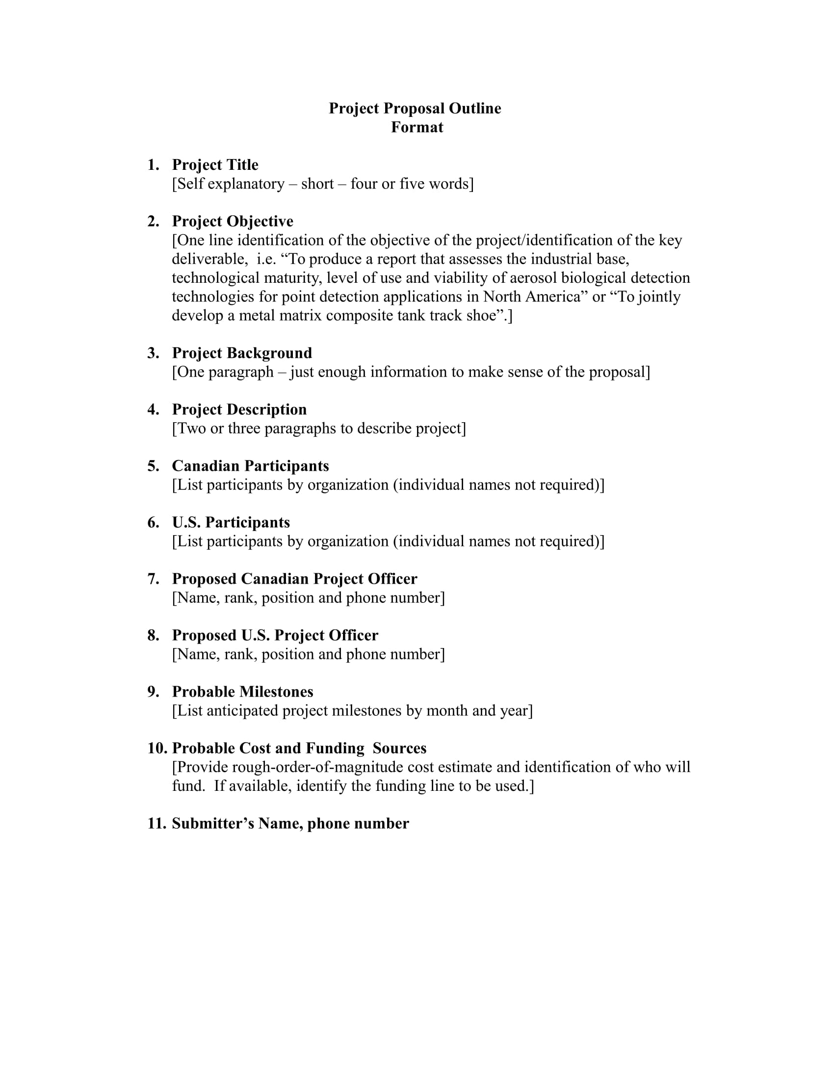 outline the content of a well written research project proposal