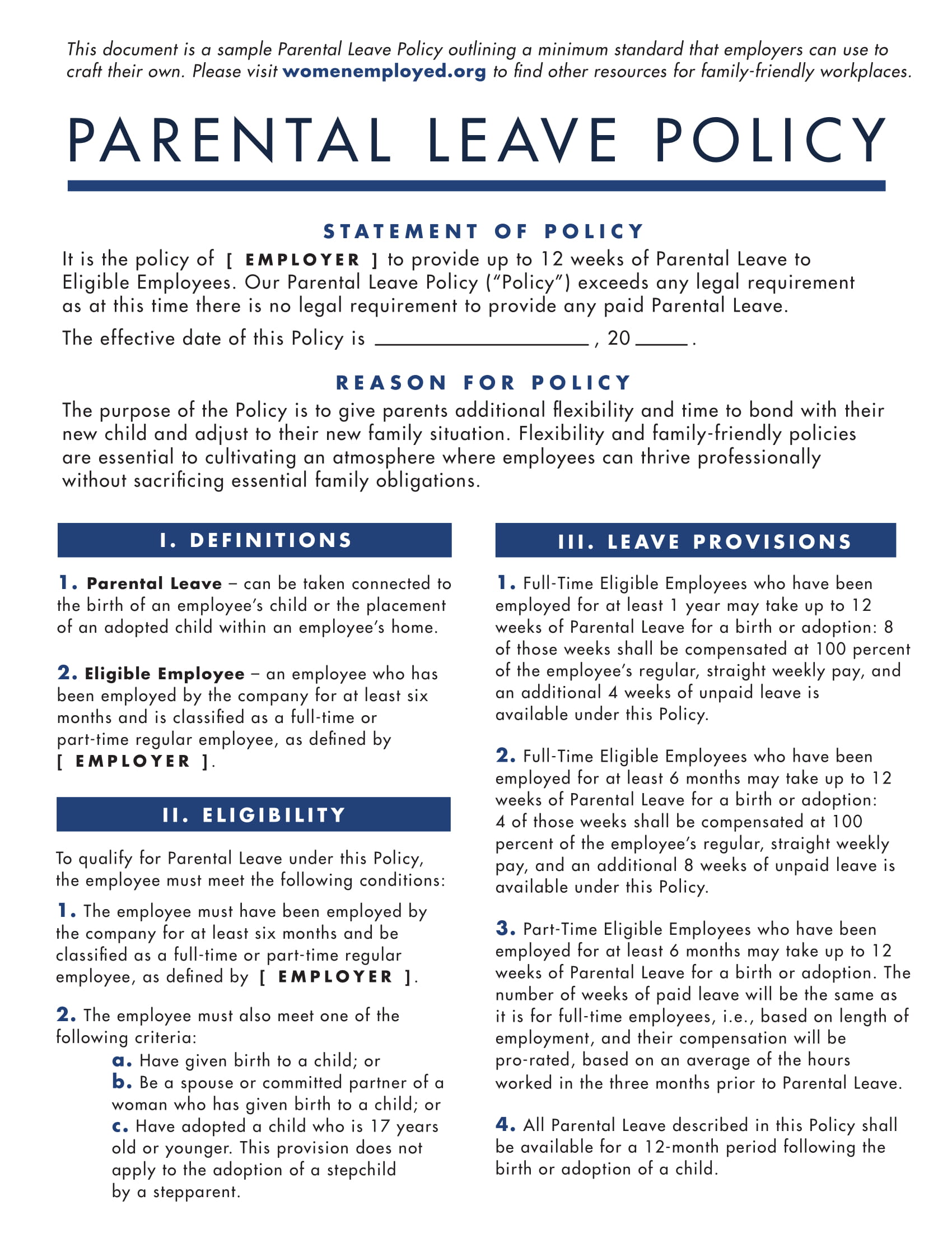 Parental Leave Policy Template