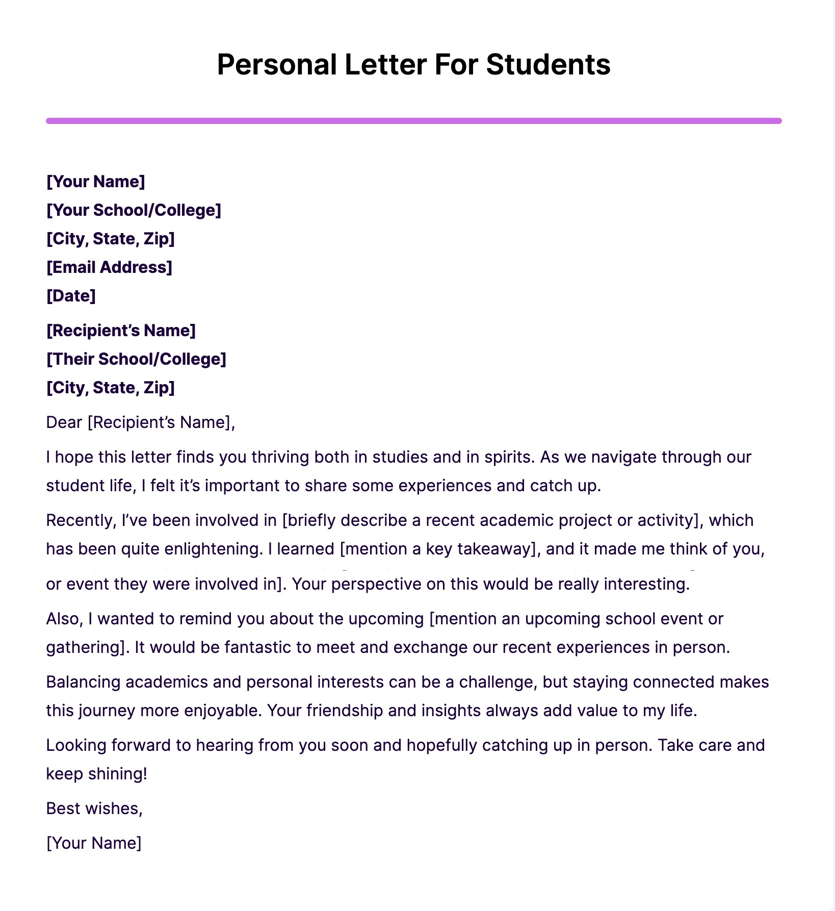 How To Write A Personal Letter With Examples? | Examples