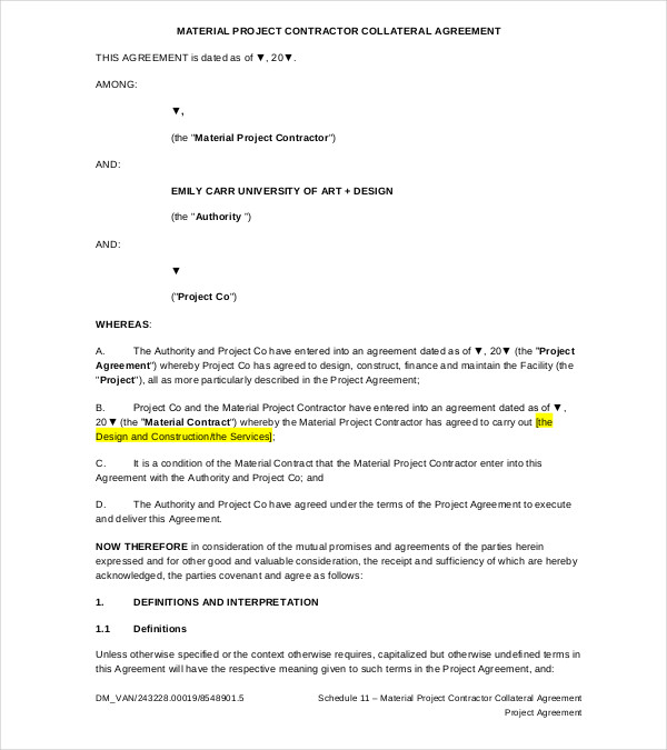 Collateral Warranty Agreement Template