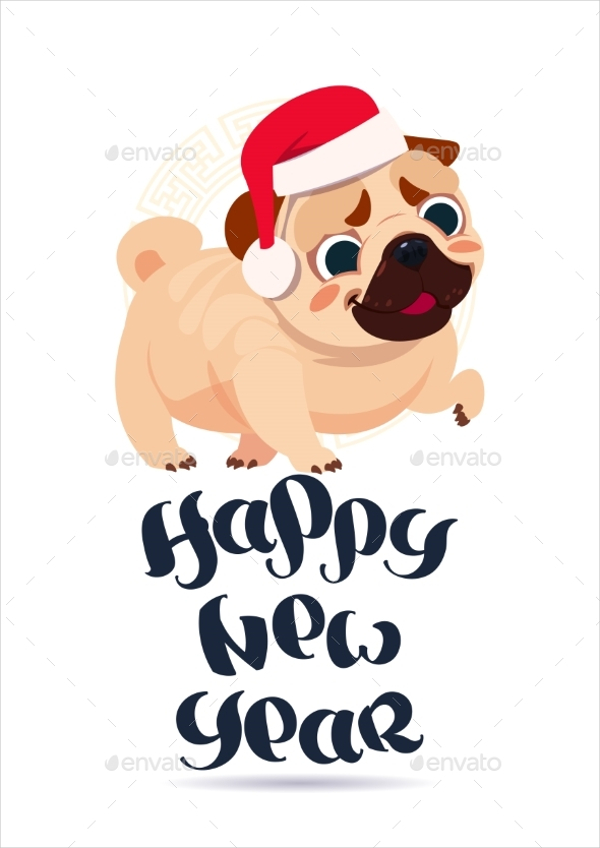 pug dog greeting card example