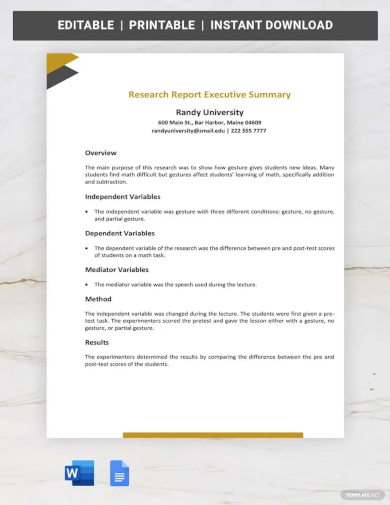 research executive summary