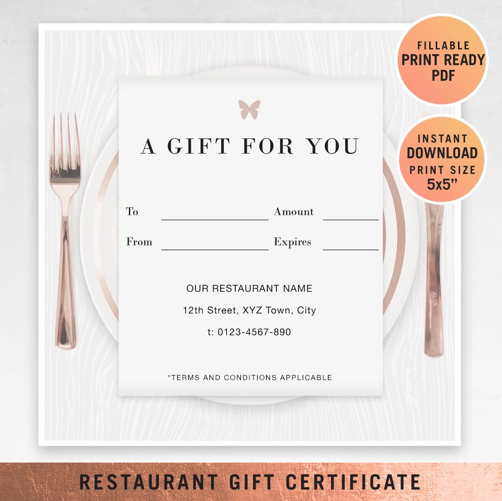 food gift certificate template word free