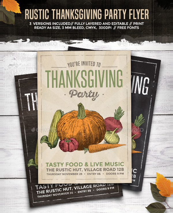rustic thanksgiving party flyer