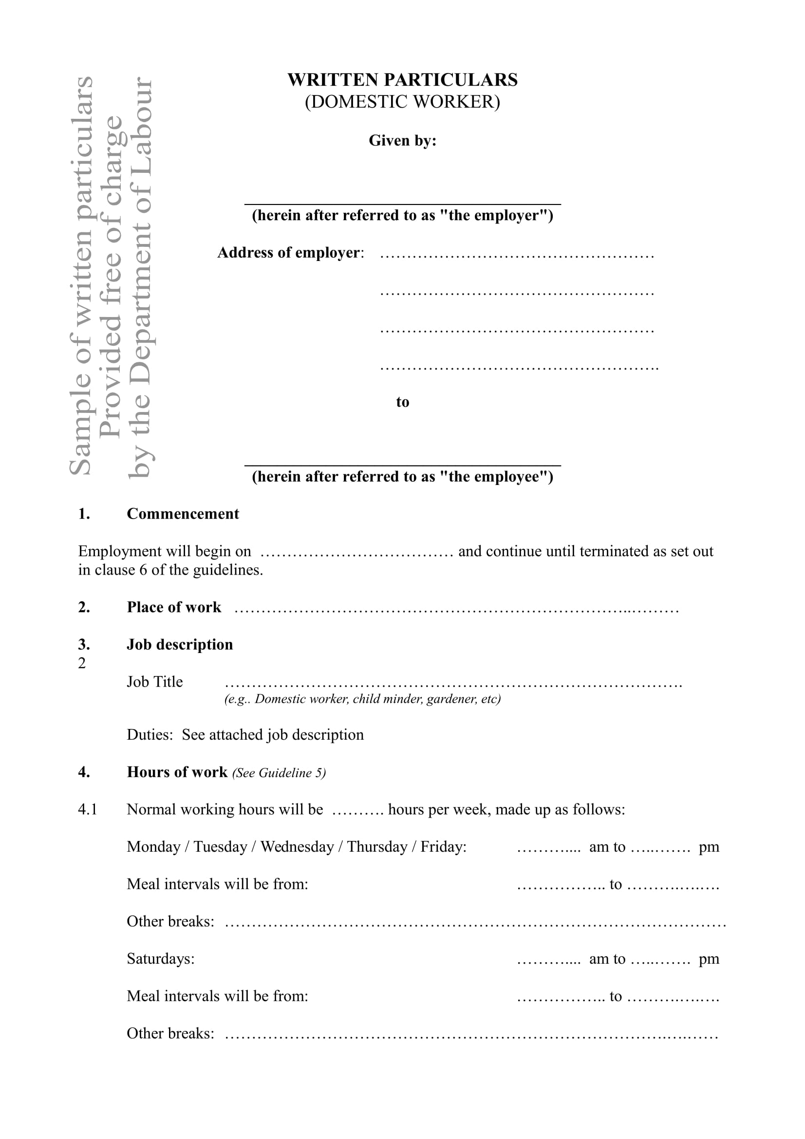 sample domestic worker employment contract 1