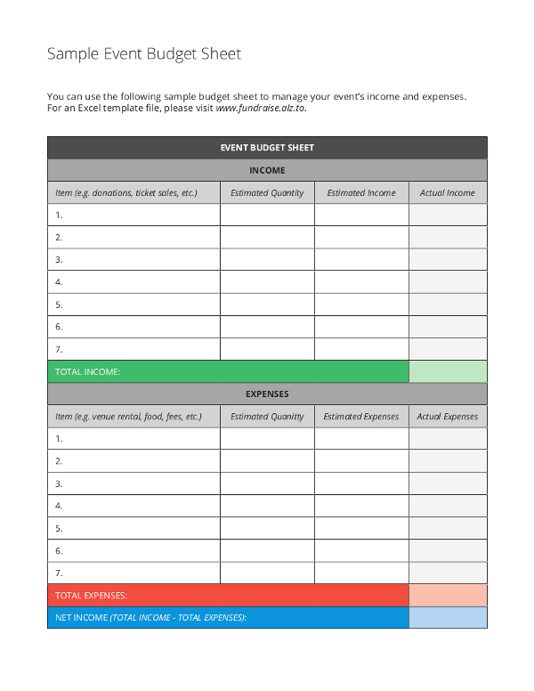 sample event budget sheet