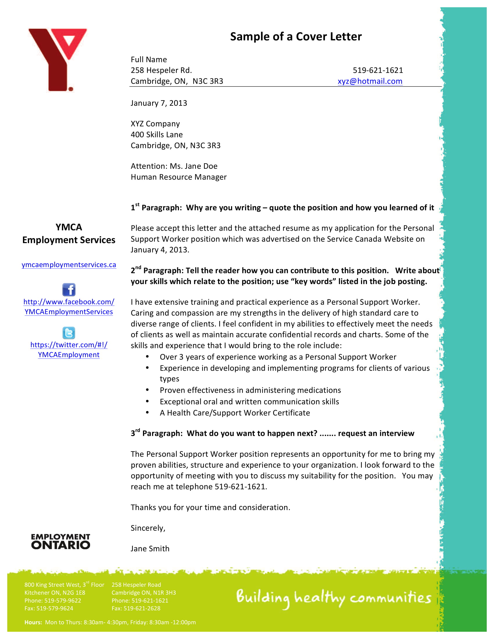 professional cover letter examples