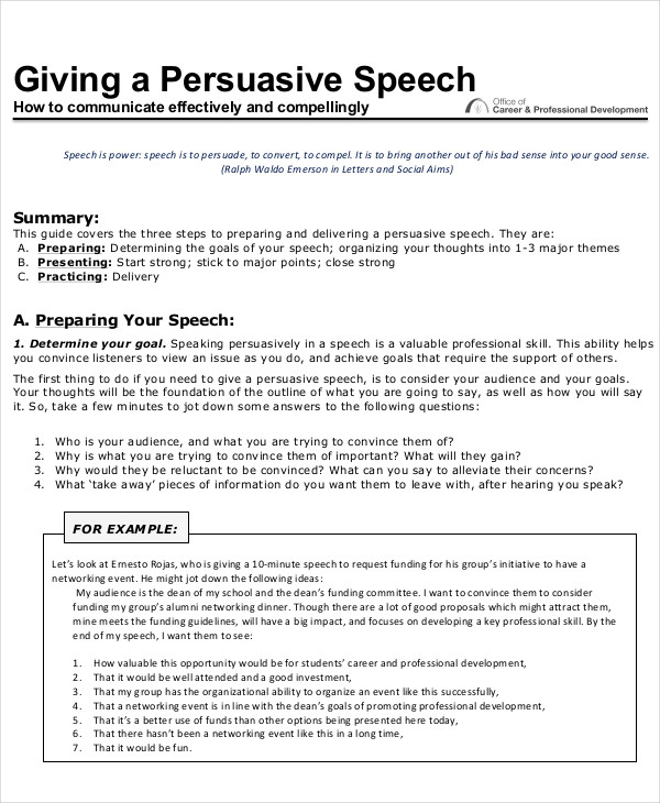 Simple Persuasive Speech Example