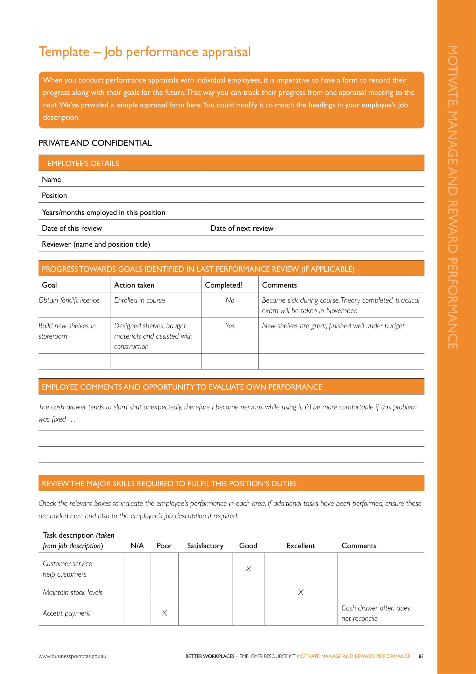 Performance Review Form Examples 13 Pdf Examples - Riset