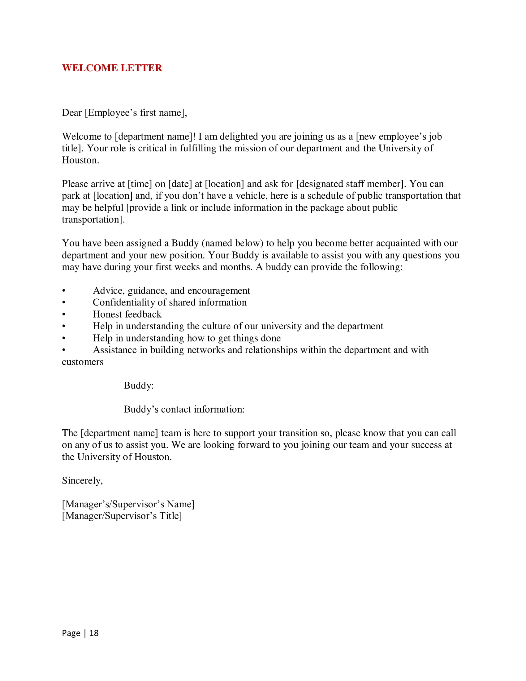 Onboarding Welcome Letter To Employees