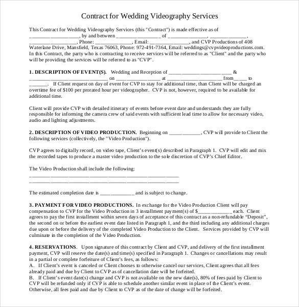 5+ Videography Contract Examples in PDF | MS Word | Pages | Google Docs