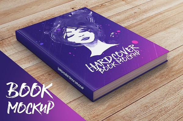 violet hard book mockup cover design