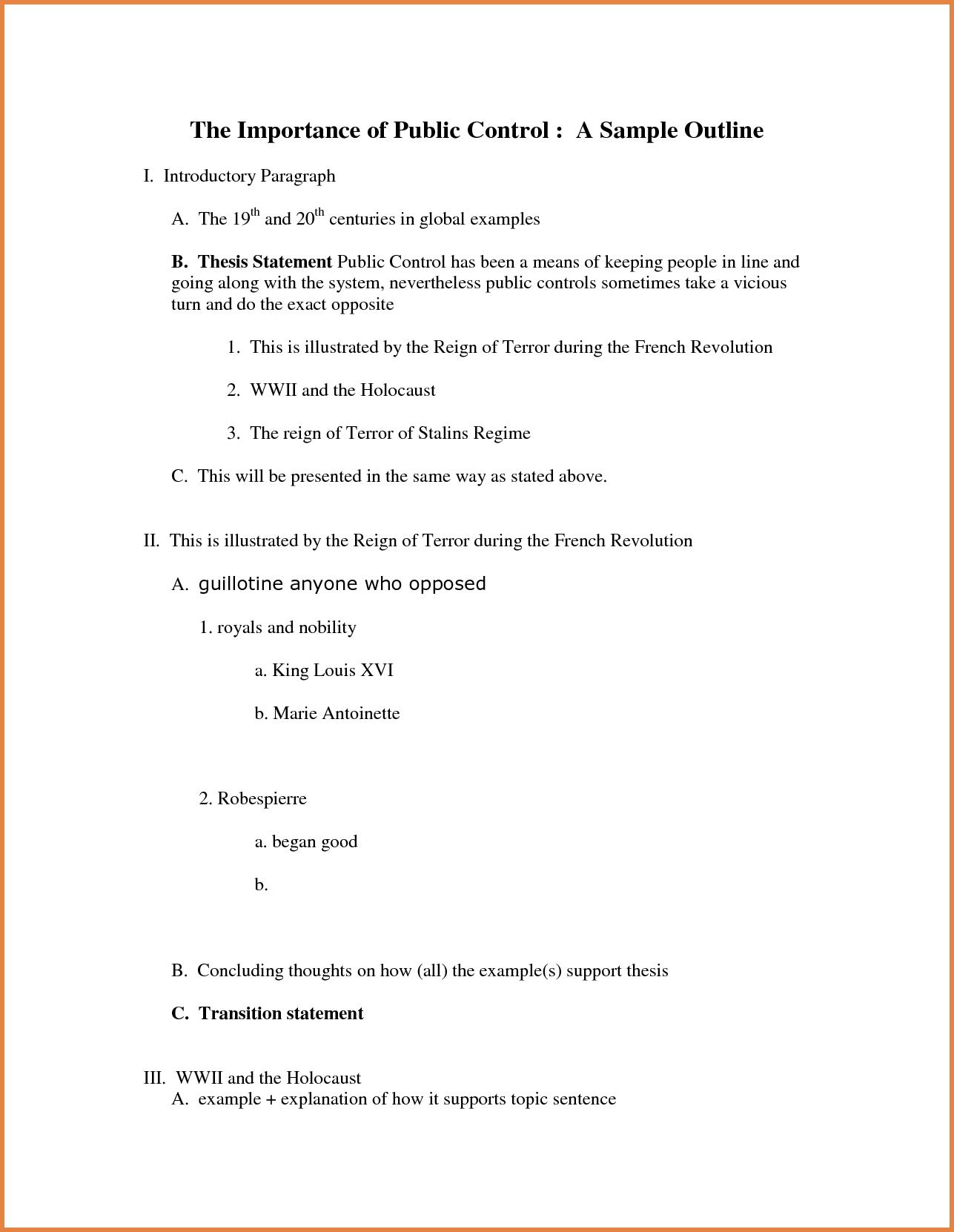 APA Outline Examples - PDF  Examples