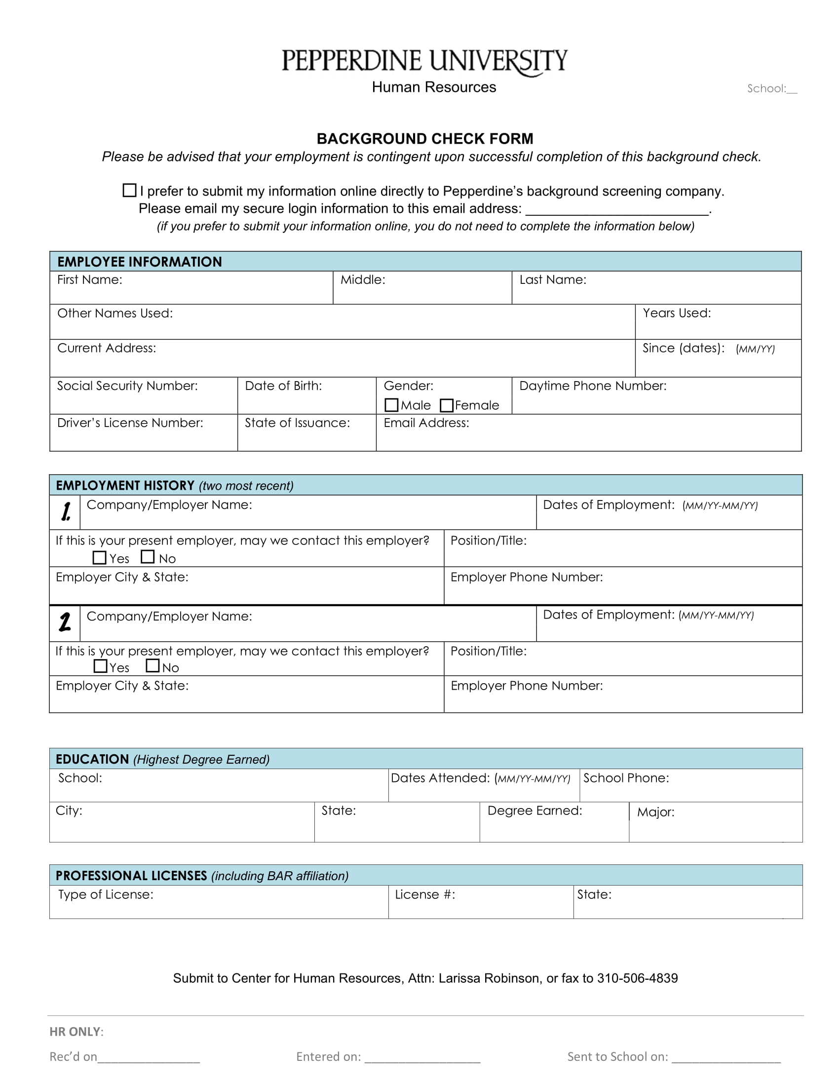 Examples Of HR Forms Format Sample Examples