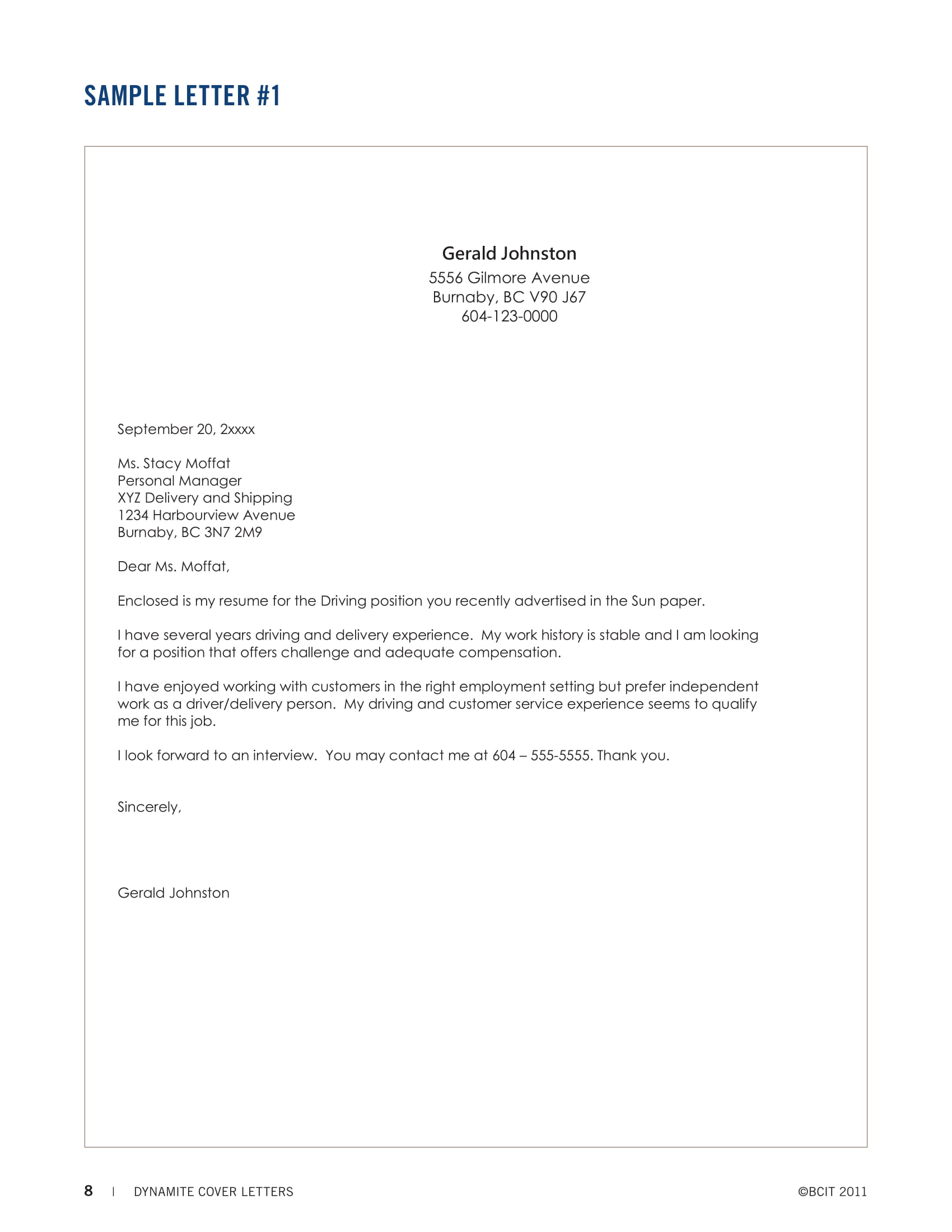 sample cover letter and resume pdf