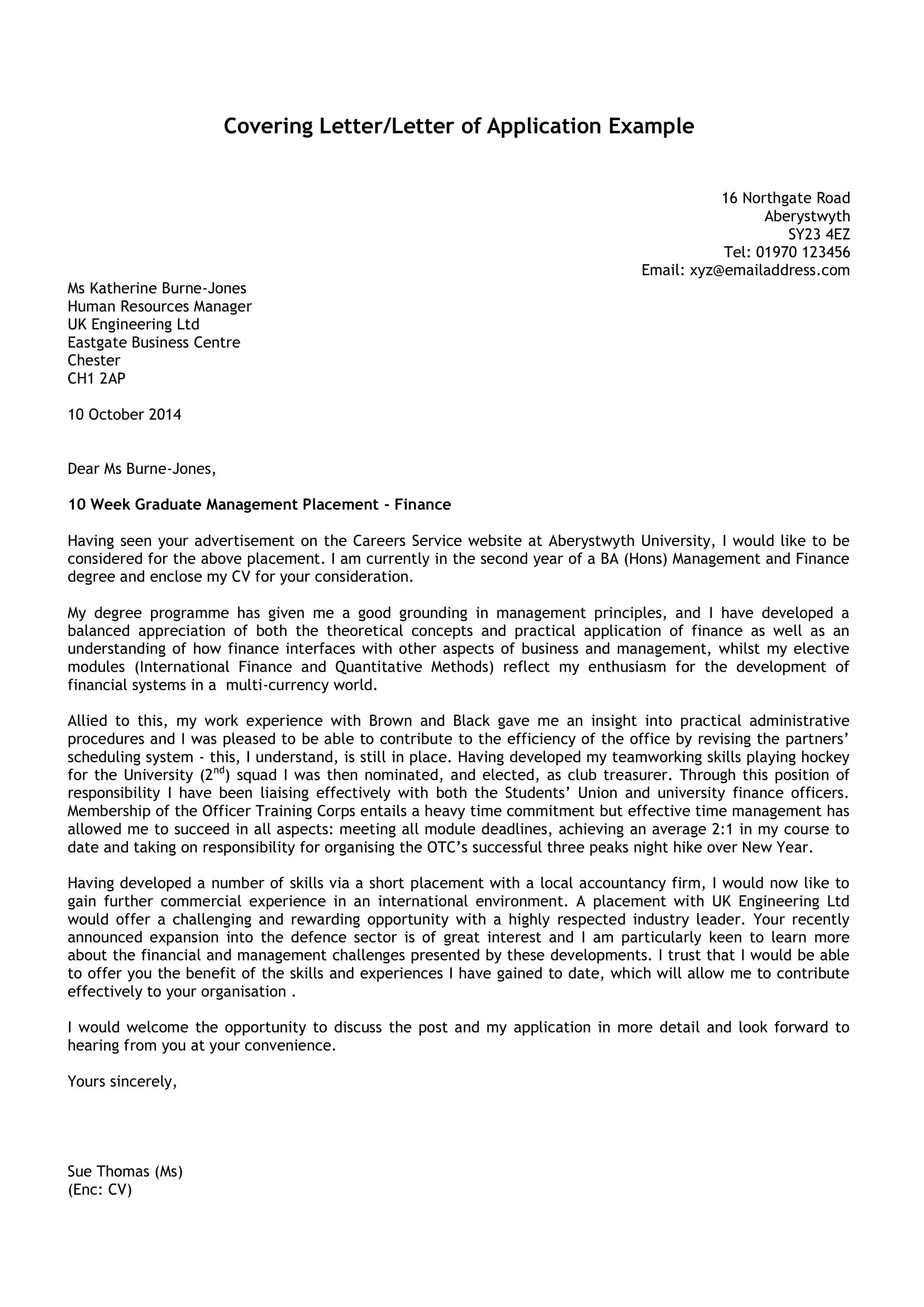 Cover Letter For Job Example Uk Cover Letter