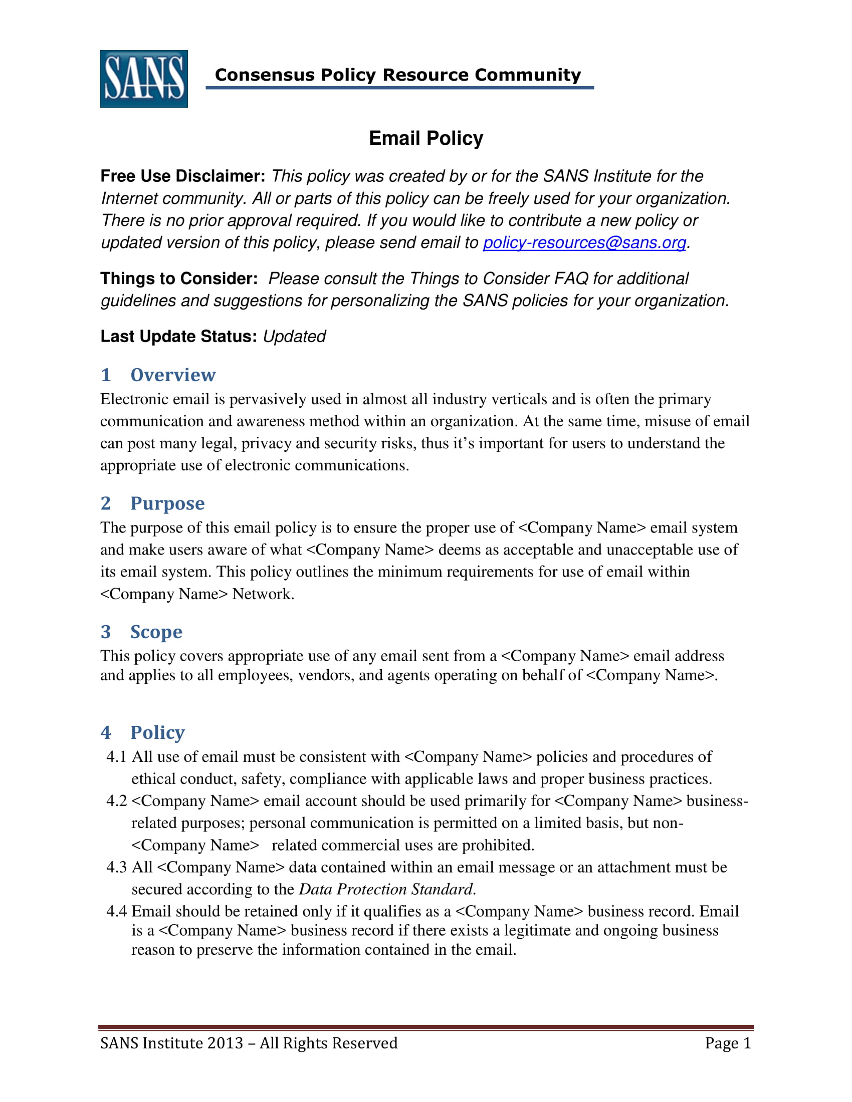 11+ Email Policy Examples - PDF | Examples