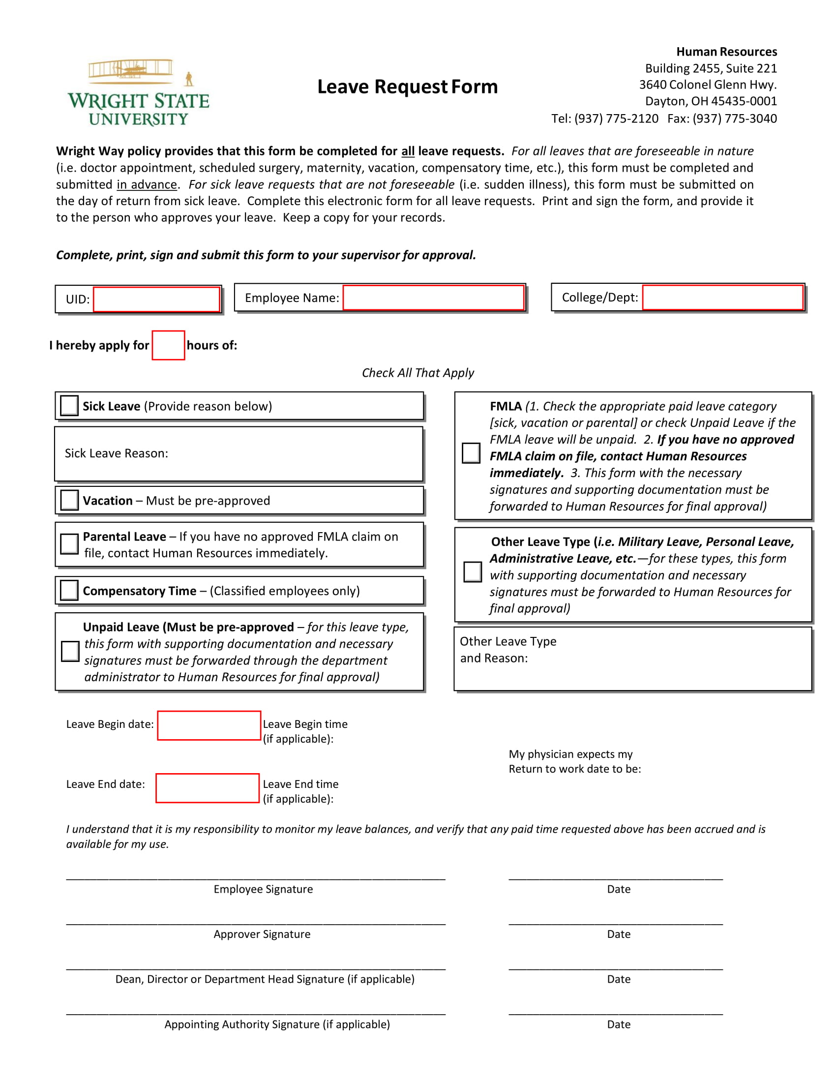 Leave Request Form - 9+ Examples, Format, PDF